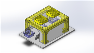 Solidworks 在搬运皮带输送机上冷却工件三维模型