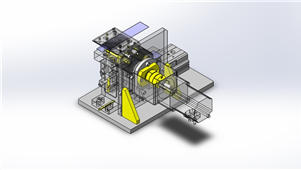 Solidworks机械设备剥离标贴的滚轮传送组件三维模型