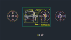 AutoCAD机械零件高速滚筒机的滚芯部件装配图纸