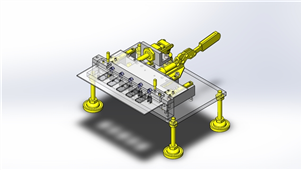 SolidWorks机械联引脚成形夹具机械3D模型