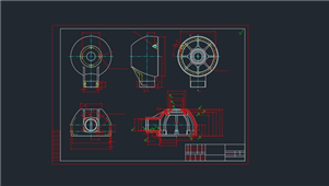 AutoCAD机械锥齿轮减速箱体装配图纸