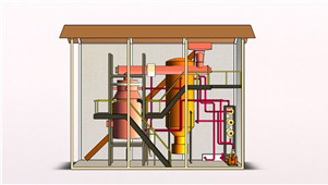 生物质气化炉厂3D模型图纸 Solidworks设计