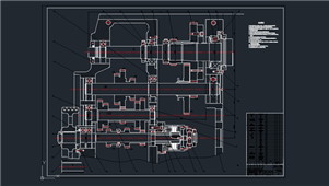 AutoCAD卧式铣床主轴变速箱展开图