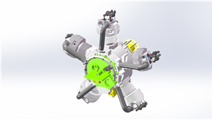solidworks机械设备五缸星型发动机3D模型
