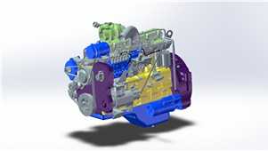solidworks机械设备六缸柴油发动机  三维软件通用