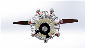 solidworks机械7缸星型发动机3D模型