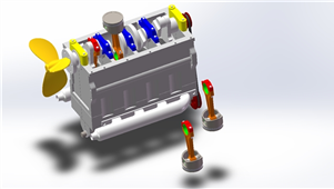 Solidworks机械设备四冲程柴油机简易三维模型