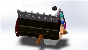Solidworks机械设备直列四缸发动机三维模型