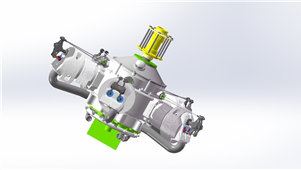Solidworks机械设备五缸星型发动机3D模型
