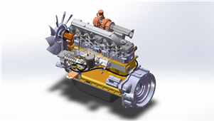 Solidworks设备模型柴油机3D模型Stp格式