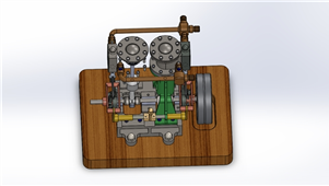 Solidworks带倒挡立式蒸汽发动机3D模型