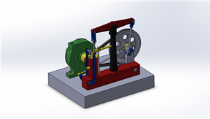 Solidworks机械设备带横梁离心泵蒸汽发动机三维模型