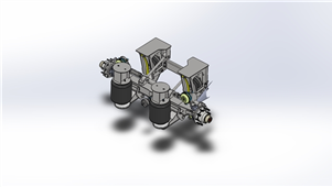 Solidworks机械设备操纵型升降车桥发动机三维模型