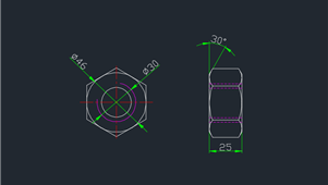 CAD机械图纸螺母-标准六角螺母（M30）