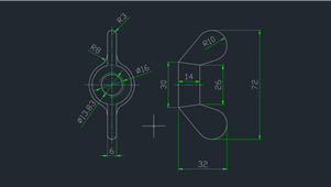 CAD机械图纸螺母-蝶形螺母（M16）