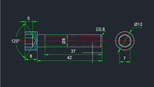 CAD机械图纸螺钉-内六角圆柱头螺钉（M8×42）