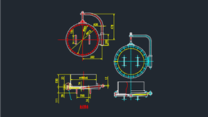 CAD机械图纸人孔(衬面)HG21599-99-DN450不锈钢垂直吊盖带颈平焊人孔