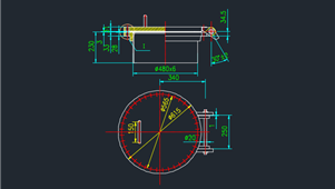 CAD机械图纸人孔图集人孔(衬面)HG21596-99回转盖不锈钢法兰人孔RF450-1.0