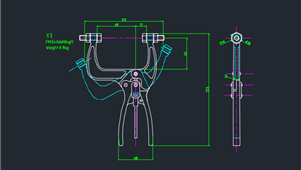 CAD机械图纸夹钳X3