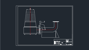 CAD机械图纸管子和阀体自耦泵