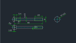 CAD机械图纸标准件螺栓-半圆头方颈螺栓（M8×80）
