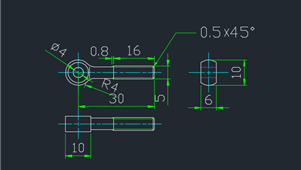 CAD机械图纸标准件螺栓-活节螺栓（M5×30）