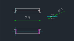 CAD机械图纸标准件销-带孔销（6×35）